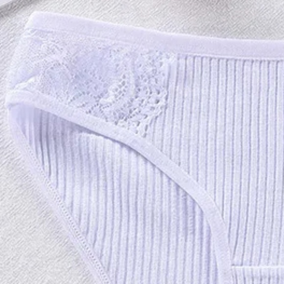 3/$15 New White Cotton Briefs Period Panties with Lace Detail Mid Waist Bundle - Picture 5 of 7